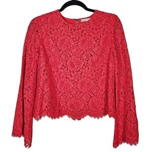 Alice + Olivia Vibrant Red Lace Blouse